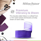 Ribbon Bazaar Sheer Organza Wired Ribbon - 100% Polyester Wire Edged Ribbon for Floral Decor, Table Arrangements, Apparel Embellishment & More - 1-1/2" Turquoise 25yd