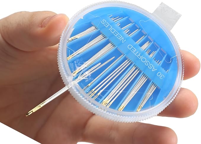 Eketirry 120pcs Premium Hand Sewing Needles，4 Pack 30-Count Assorted Needles for Sewing Repair, 6 Different Sizes Sewing Needles with 2 Threaders (Blue& Black,2)