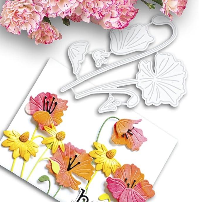 Lapoo Metal Cutting Die for Scrapbooking, 3D Backgrounds Frame New Cutting Dies DIY Album Card Making Decor Paper Craft Metal Die Cuts Party Wedding Decorations (Sunflower C 4 x 3.1 in)