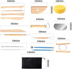 S & E TEACHER'S EDITION 17 Pcs Pottery & Clay Sculpting Tools, Double-Sided, Ceramics Tools Smooth Wooden Handles for Trimming, Embossing Pattern.