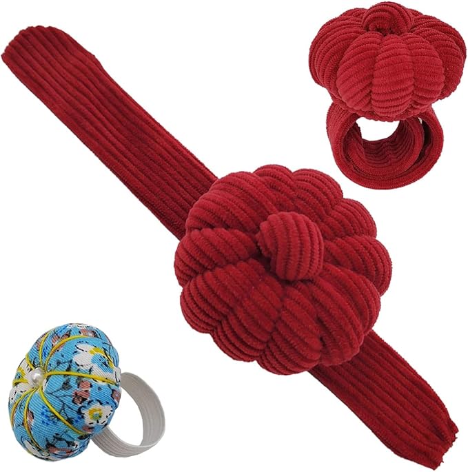 Wrist Pin Cushion Pincushions Needlework DIY Handcraft Needles Holder for Sewing and Quilting Pop Snap Ring with 1 Elastic Strap Finger Ring Pincushions Pumpkin ShapedShaped