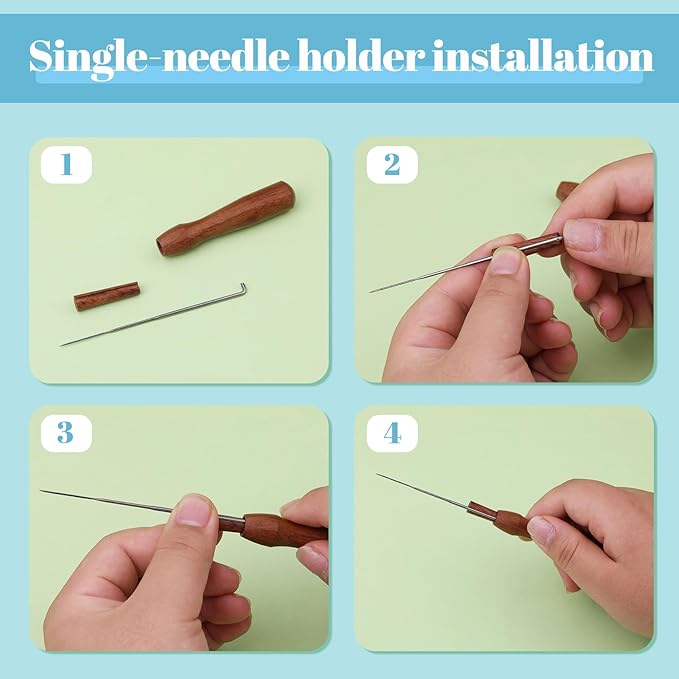 Yizzvb Felting Needles, Needle Felting Tools, Needle Felting Kit Wool Felting Supplies with 40 Pcs Needle Felting Needles, Wooden Handle and Storage Box for Felting Wool Projects