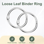 PATIKIL 1" x 1.22" Loose Leaf Binder Rings, 30 Pcs Metal Book Rings Nickel Keychain Ring for Paper Index Cards Flash Card Notebook Rings Office Home Book Binder, Silver Tone