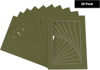 5x7 Mat for 8.5x11 Frame - Precut Mat Board Acid-Free Dill Green 5x7 Photo Matte For a 8.5x11 Picture Frame, Premium Matboard for Family Photos, Show Kits, Art, Picture Framing, Pack of 25 Mats