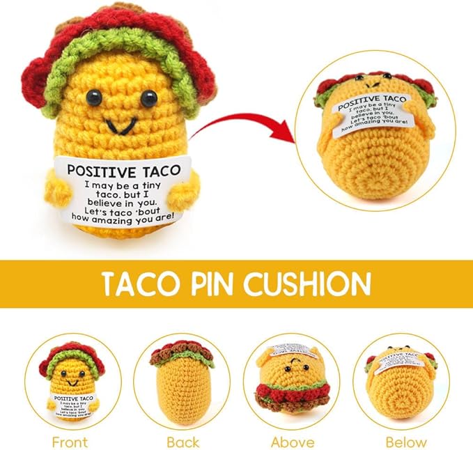 Taco Pin Cushion, Handmade Knitted Pincushions, Cute Pin Cushions Needle Holders for Sewing Quilting Accessory, DIY Crafts or Patchwork Decor