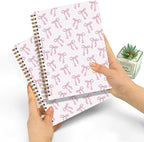 2 PCs Pink Bow Journaling Notebooks Trendy Preppy Spiral Notebook Cute Coquette Aesthetic Design Gifts for Women Teen Girls Note Books Journals for Writing Hardcover Notebook Office Classroom Supplies