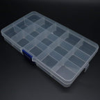 Xiaoyztan Clear Plastic Organizer, 15 Small Grids with Adjustable Dividers, Jewelry Box Bead Storage Container for Small Parts, Fishing Tackle, DIY Crafts, and Earrings, 2Pcs