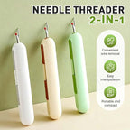 2 in 1 Needle Threader Seam Ripper, Upgraded Sewing Kit Tool for Needle Threading and Seam Removal, Quilting Stitching Supplies for Elderly and Sewing Enthusiasts (White)