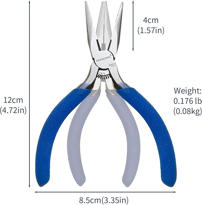 Mini Needle Nose Pliers 5"-2 Pack KAIHAOWIN Small Long Nose Pliers with Wire Cutters, Spring Loaded Thin Needle Nose Pliers, Precision Pliers Set for Crafts/Jewelry Making/Tiny Project