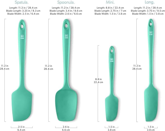 DI ORO Silicone Spatula Set - Rubber Kitchen Spatulas for Baking, Cooking, & Mixing - 600°F Heat-Resistant & BPA Free Silicone Scraper Spatulas for Nonstick Cookware - Dishwasher Safe (4pc, Mint)