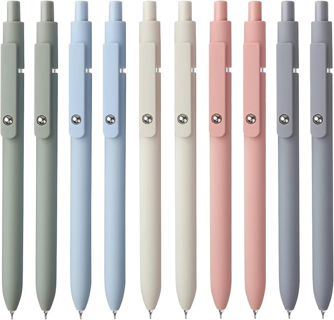 FIOVER Gel Pens, 10pcs 0.5mm Quick Dry Black Ink Fine Point Smooth Writing Pens for Journaling Note Taking High-End Series Ballpoint for Office School Supplies(10pcs Morandi)