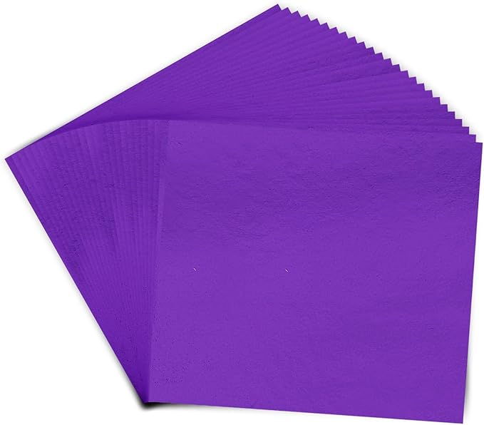 PATIKIL Gold Leaf Sheets for Art 3.7" x 3.4", 100 Pcs Gold Foil Sheet Metallic Leaf Papers for DIY Crafts Resin Furniture Nails Paintings Home Decoration, Dark Purple