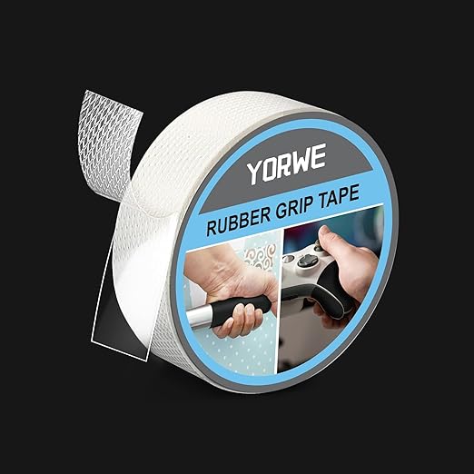 Rubber Grip Tape, Ultra-Thin Strong Adhesive Anti-Slip Waterproof Heat Resistant Wear-Resistant Cushion Pad, Making Handles or Contact Surfaces Safer, with Grip and Comfort (Clear, 1In x 10Ft)