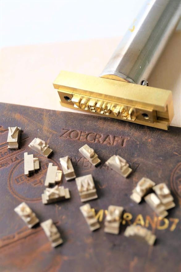 26 Interchangeable Alphabet & Number Mold Set with T-Slot Holder | Custom Brass Engraving Tools for Leather, Wood, Hot Foil Machines | DIY Symbol Dies, Stamping Imprint Templates (Set F)