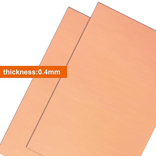 2PCS Copper Sheet, 8” x 12”, 24 Gauge(0.02inch Thick), Double-Sided Attached Film Copper Plates for Jewelry, Handmade Pure Copper Artworks, Repairs, Enameling, Electrical, No Scratches
