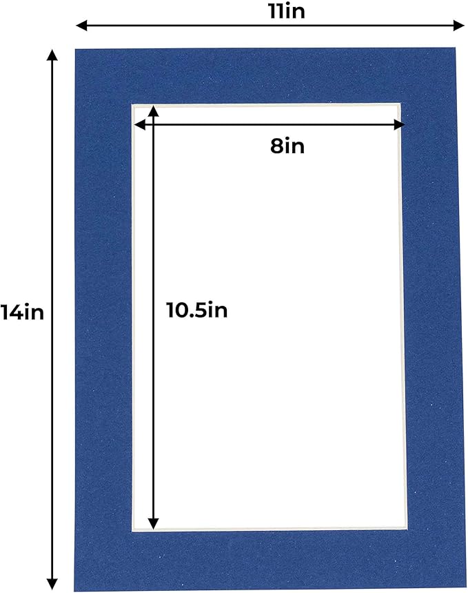 11x14 Mat for 8.5x11 Photo - Precut Bottle Blue Picture Matboard for Frames Measuring 11 x 14 Inches - Bevel Cut Matte to Display Art Measuring 8.5 x 11 Inches - Acid Free Pack of TEN MATS