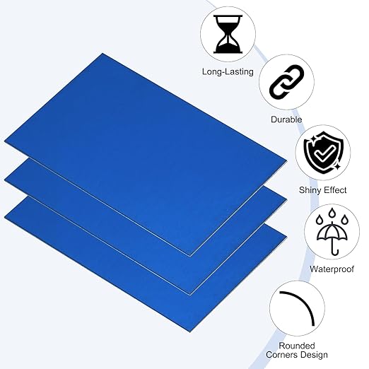 PATIKIL 2.1x3.3 Inch Anodized Aluminum Sheet Metal, 20Pcs Laser Plates Engraving Blanks 0.5MM Thin Rectangle for Crafting DIY House Laser Engraving, Blue