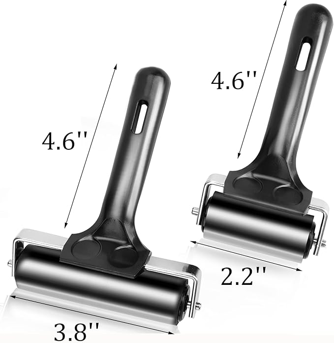 Yesland 4 Pcs Brayer Roller, Black Rubber Roller for Printmaking Wallpapers Stamping Gluing Application - 3-7/8 & 2-3/8 Inches