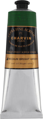 Charvin Extra Fine Professional Artist Acrylic Paint Colors, Nature Themed Hues, 150ml Medium Bright Green