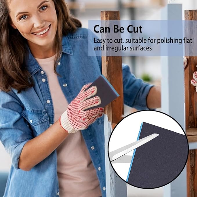 16 Pack 100 Grits Sanding Sponge, Medium Sanding Block, Washable and Reusable Wet Dry Sandpaper Block Sandpaper Sponge for Wood Metal FurniturePaint and Drywall