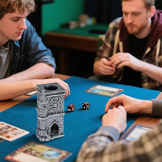 D&D Castle Dice Tower for All Dice Sizes, 3D Resin Rolling Trays, Fantasy Tabletop Game Accessories, Dragon Dice Tower Portable, Perfect for DND RPG, Gifts for Player (Dice Not Included)