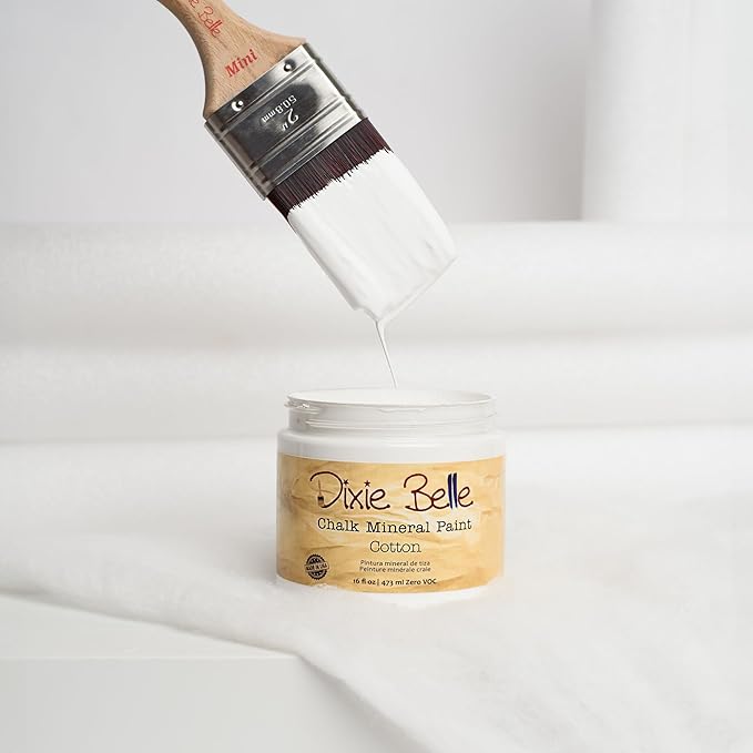 Dixie Belle Paint Company Chalk Finish Furniture Paint - Cotton (16oz) - Matte Pure White Chic Chalk Mineral DIY Furniture Paint