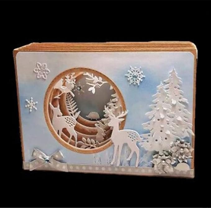 Metal Cutting Dies DIY Merry Christams Embossing Stencil Template Scrapbooking Card Making Mold Photo Album Arts Crafts Tools (2 Christmas deer-10.6x6.9cm)