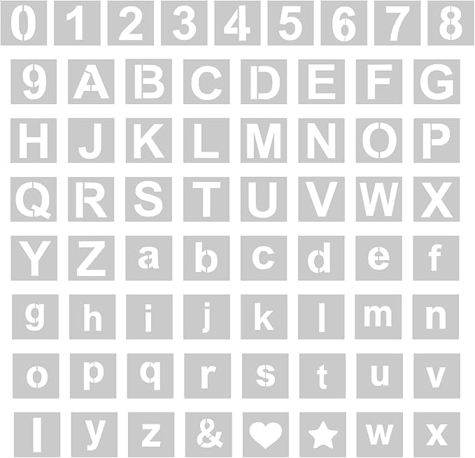 WISYOK 2 Inch 65 Pcs Letter Stencils and Numbers, Reusable Plastic Alphabet Art Craft Templates for Wood, Wall, Fabric, Rock, Signage,Cake,DIY