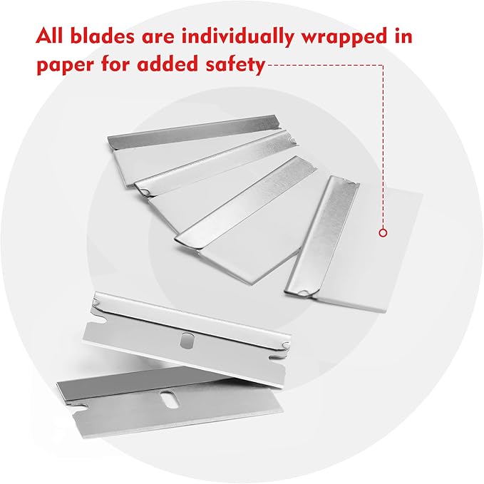 WORKPRO 100-Pack Single Razor Edge Blades, Industrial Scraper Razor Blades, High Carbon Steel One Edge Razor Blades