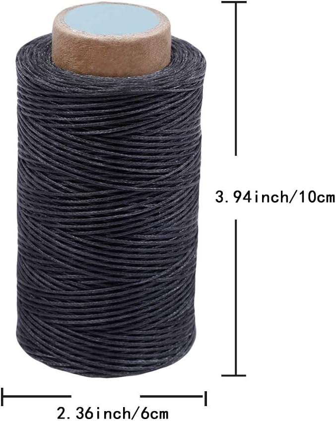 284 Yards 210D Heavy Duty Waxed Thread for Leather Sewing, Upholstery, Bookbinding, Shoe Repairing, and Leather Projects - 0.8mm Flat