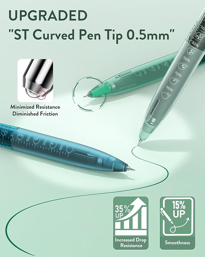 Four Candies 12Pack 0.5mm Quick Dry Retractable Gel Pen Set, Cute Transparent Fine Point Multicolor Note Taking Aesthetic lnk Pens, Comfort Grip 12 Ink Colors Drawing Writing School Office Home