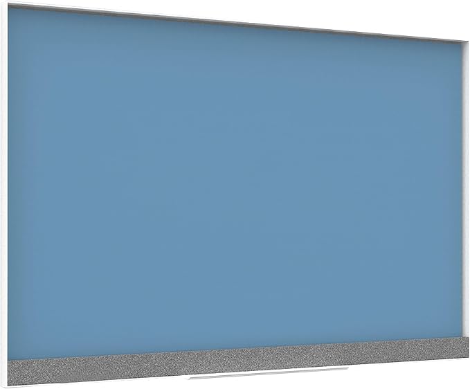U Brands Magnetic Glass Dry-Erase Board, 24" X 18" Inches, Blue Surface, White Aluminum Frame