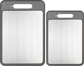 Cutting Board Double Sided,2 Pcs Vegetable Board With Sharpening Stone,Large Size+Small Size,Food Grade Stainless steel and Wheat straw PP Material,Eco-Friendly (Gray)