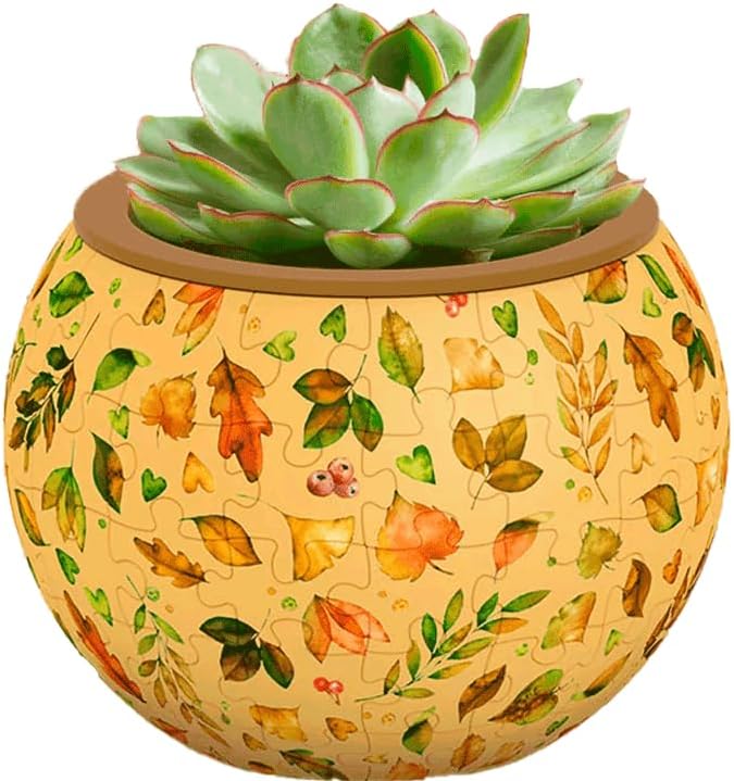 PieceRelax 3D Puzzle Planter 80 Pieces - Flower Pot - Elegant Green, Home Decor Flower Pots for Indoor Cactus, Succulents Pots [K1105]