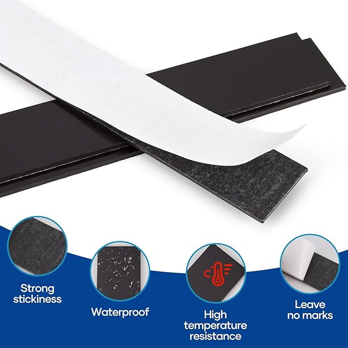 Rammos Magnetic Strips with Adhesive Backing 6 Pack(Each 12 inches x 1 inch) Extra Strong and Heavy Duty Adhesive Magnetic Strips for Tools, Knifes, and Crafts