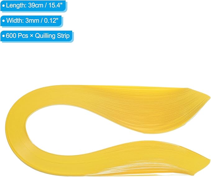 PATIKIL 600pcs Quilling Strips Paper 1/8"(3mm) 39cm Origami Paper Quilling Strip for Art DIY Hand Craft Christmas, Dark Yellow