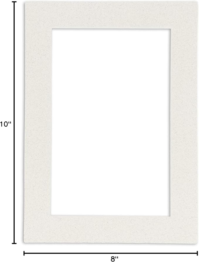 Pack of 25 Acid Free 8x10 Mats Bevel Cut for 5.5x8.5 Photos - Oyster Shell White Precut Matboards With Backing Boards and Clear Photo Mat Bags For Pictures, Photos, Framing - 4-ply Thickness