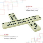 ERLLE - Dominoes Set, Premium Classic 28-Piece Double Six Domino Set with Wooden Case, Family & Kids Board Game, Mexican Train, Chicken Foot, and Classic Domino Games