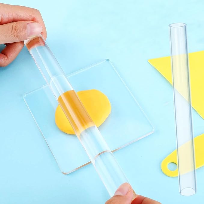 Yayatty Polymer Clay Tools, Acrylic Clay Roller, Acrylic Sheet, Rotary Cutting Mat, Round Polymer Clay Cutters with Clay Slicer Blade for Pottery and Sculpture (13 PCS)