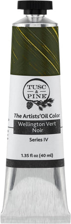 Tusc & Pine Artist Oil Paint - Wellington Vert Noir, 40 ml, Non-Yellowing, Rich & Creamy Consistency, Maximum Pigment Load, Small Batch Milled Oil Paints Made in The USA for Professional Artists