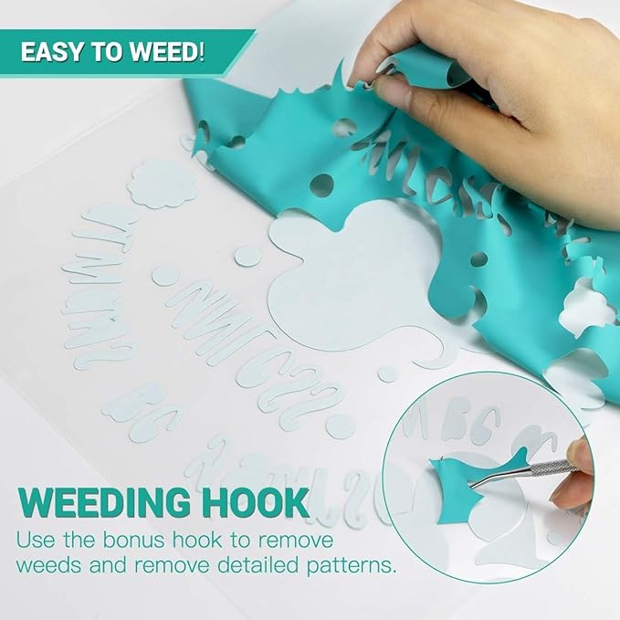 HTVRONT Heat Transfer Vinyl Bundle: 24 Pack 12"x12" Iron on Vinyl Sheets for T-Shirt, 21 Assorted Colors HTV Vinyl with 1 PTFE Sheet & Weeding Hooks