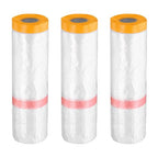 HARFINGTON 3 Rolls Pre-Taped Masking Film 78.7" x65.6ft Double Adhesive Tape and Drape Painters Plastic Drop Cloth Film with Tape Plastic Sheeting for Automotive Painting Covering