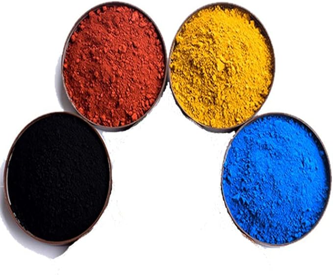 200 g 4 Packs of Iron Oxide Powder, Concrete Pigment, Cement, Mortar, Black Powder | Yellow red Blue 50g of Each Color Multicolor