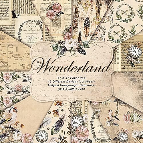 Scrapbook Paper 6x6 Vintage Floral Designs – 24 Sheets Single-Sided Cardstock for Junk Journal, Cardmaking, DIY Crafts, Decoupage, Scrapbooking Background Paper Pad