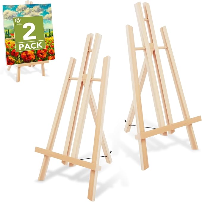 Conda 2 Pack 17 Inch Wooden Tabletop Easel Stand, A-Frame Art Painting Easel for Painting, Display & Art Creation, Canvas Holder for Artists, Students & Hobbyists