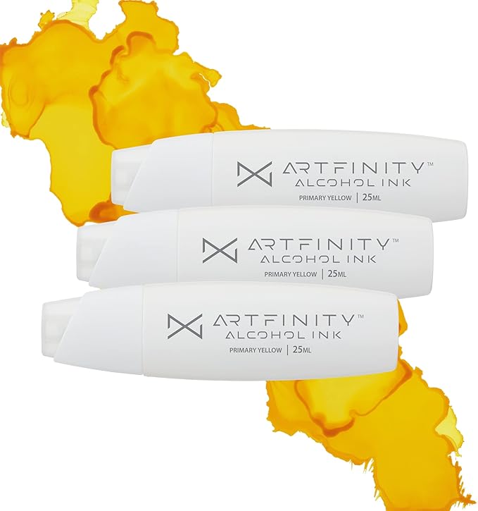 Alcohol Inks 3 Pack - Vibrant, Professional, Dye-Based Alcohol Inks for Artfinity Alcohol Markers, Artists, Drawing, & More! - Primary Yellow