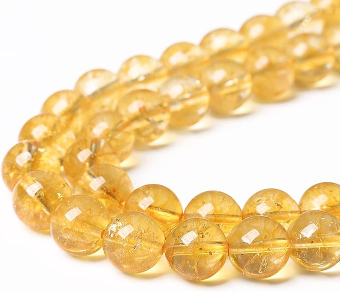 180Pcs 4mm Natural Citrine Beads for Jewelry Making Yellow Crystal Quartz Round Loose Beads DIY Bracelet Necklace Earrings 32" 2 Strands
