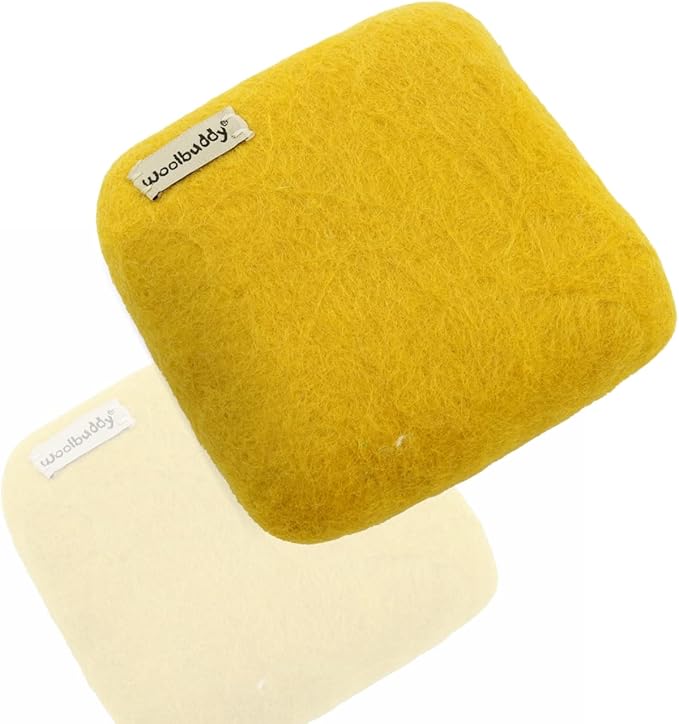Woolbuddy Needle Felting Wool Mat – 6x6x1.5 Inch Pad for Felting Projects – Durable, Eco-Friendly Alternative to Foam Felting Pads – Ideal for Felting Supplies & Tools (Gold)
