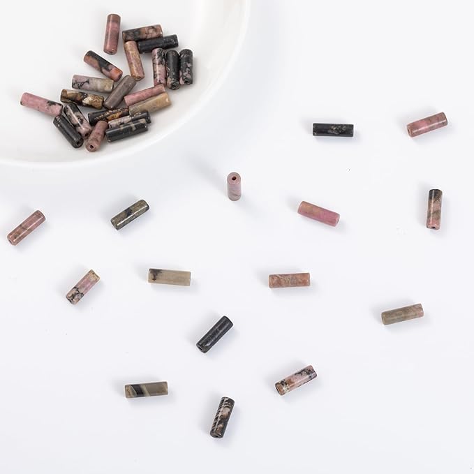 Natural Rhodochrosite Cylinder Tube Beads 4x13mm 38cm/str Loose Semi Gemstone Stone Beads for Making Bracelets Necklace Earrings