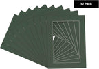5x7 Mat for 8.5x11 Frame - Precut Mat Board Acid-Free Hunter Green 5x7 Photo Matte For a 8.5x11 Picture Frame, Premium Matboard for Family Photos, Show Kits, Art, Picture Framing, Pack of 10 Mats